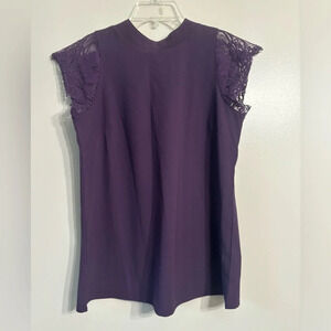 NWT Berryou Purple blouse lace sleeves